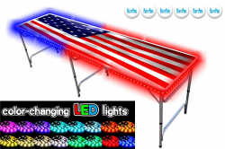 Professional Beer Pong Table w LED Glow Lights - USA Edition